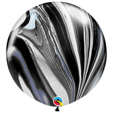 Large 75cm Black & White SuperAgate Balloons - The Party Room